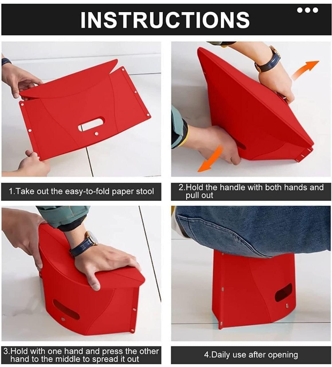 Sturdy & Lite Weight Portable Folding Plastic Stool (Assorted Colors)